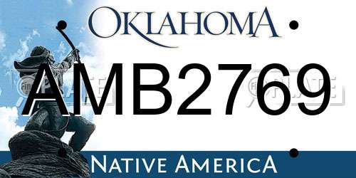 AMB2769 Oklahoma License Plate