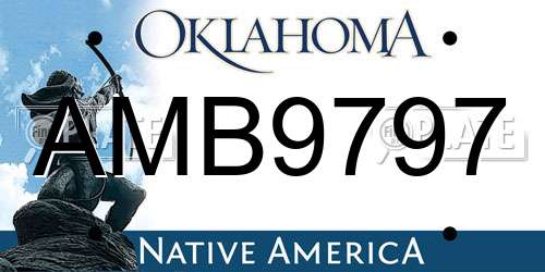AMB9797 Oklahoma License Plate