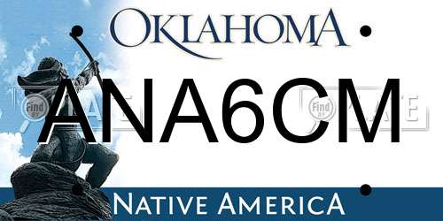 ANA6CM Oklahoma License Plate