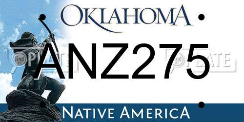 ANZ275 Oklahoma License Plate