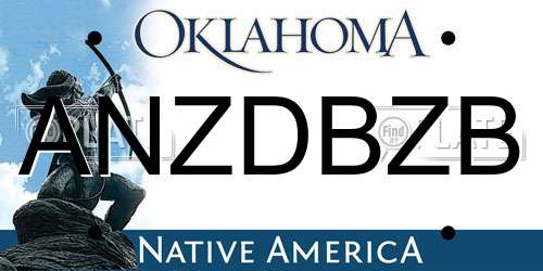 ANZDBZB Oklahoma License Plate