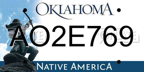 AO2E769 Oklahoma License Plate