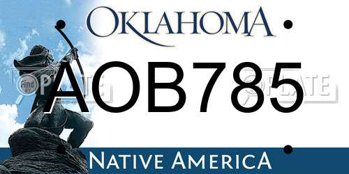 AOB785 Oklahoma License Plate