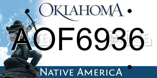 AOF6936 Oklahoma License Plate