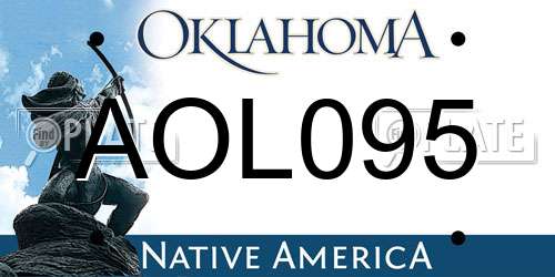 AOL095 Oklahoma License Plate