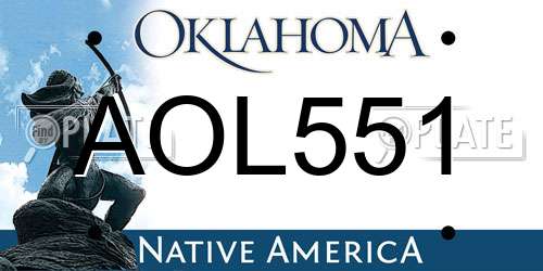 AOL551 Oklahoma License Plate