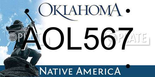 AOL567 Oklahoma License Plate
