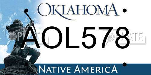 AOL578 Oklahoma License Plate