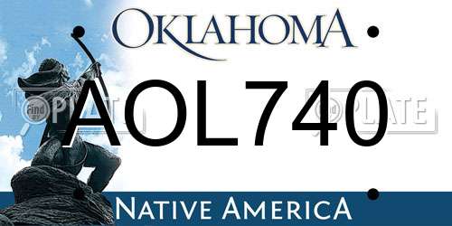 AOL740 Oklahoma License Plate