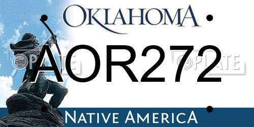 AOR272 Oklahoma License Plate
