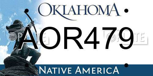 AOR479 Oklahoma License Plate