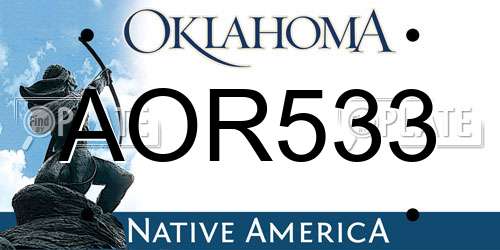 AOR533 Oklahoma License Plate