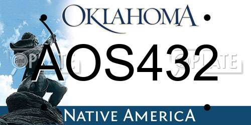 AOS432 Oklahoma License Plate