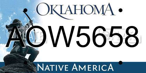 AOW5658 Oklahoma License Plate