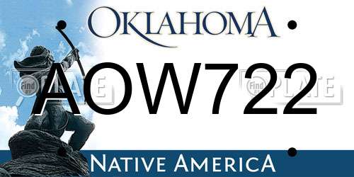 AOW722 Oklahoma License Plate