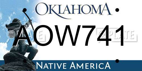 AOW741 Oklahoma License Plate