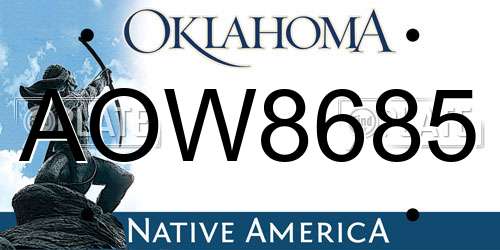AOW8685 Oklahoma License Plate