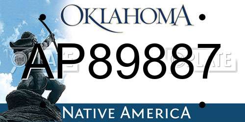 AP89887 Oklahoma License Plate