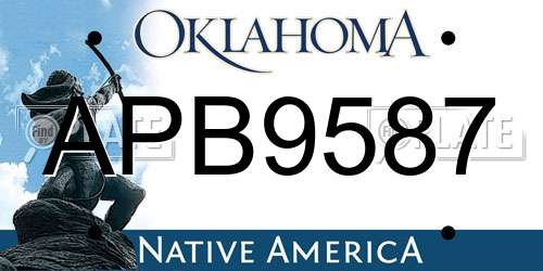 APB9587 Oklahoma License Plate