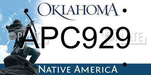 APC929 Oklahoma License Plate