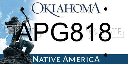 APG818 Oklahoma License Plate