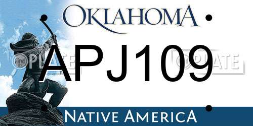 APJ109 Oklahoma License Plate