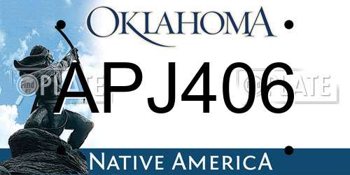 APJ406 Oklahoma License Plate