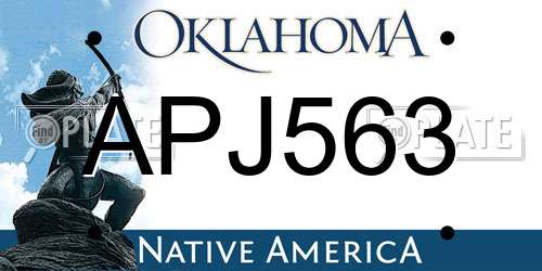 APJ563 Oklahoma License Plate