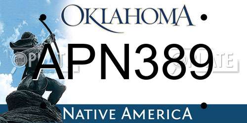 APN389 Oklahoma License Plate