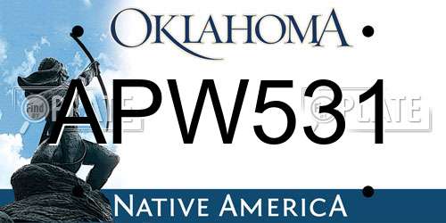 APW531 Oklahoma License Plate