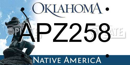 APZ258 Oklahoma License Plate