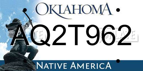 AQ2T962 Oklahoma License Plate