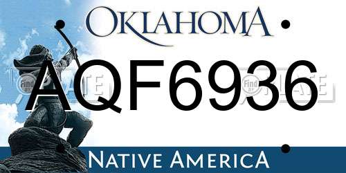 AQF6936 Oklahoma License Plate