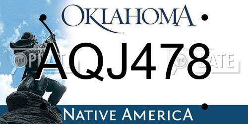 AQJ478 Oklahoma License Plate