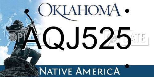 AQJ525 Oklahoma License Plate