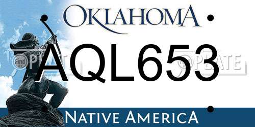 AQL653 Oklahoma License Plate
