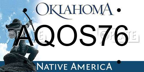AQOS76 Oklahoma License Plate