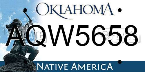 AQW5658 Oklahoma License Plate