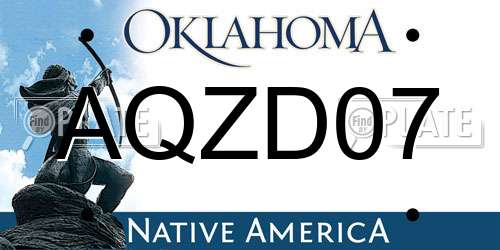 AQZD07 Oklahoma License Plate