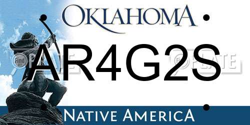 AR4G2S Oklahoma License Plate