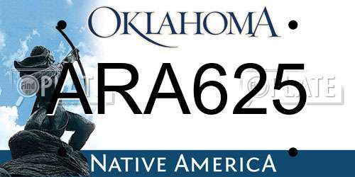 ARA625 Oklahoma License Plate