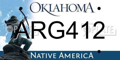 ARG412 Oklahoma License Plate