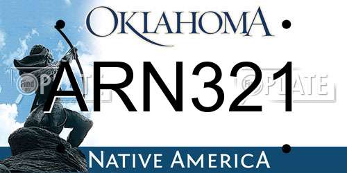 ARN321 Oklahoma License Plate