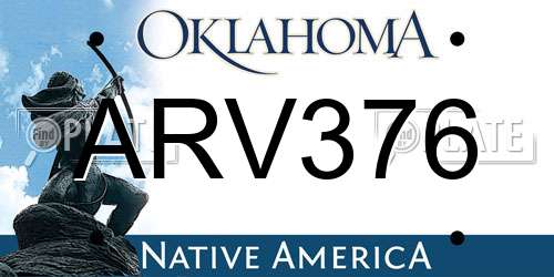 ARV376 Oklahoma License Plate