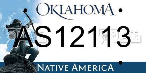 AS12113 Oklahoma License Plate