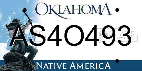 AS4O493 Oklahoma License Plate