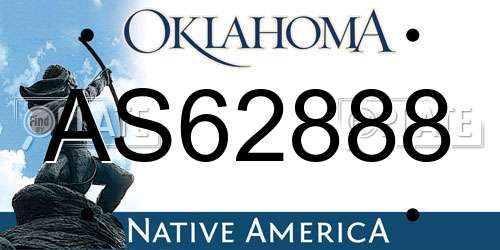 AS62888 Oklahoma License Plate