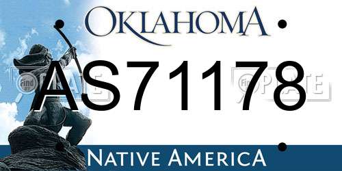 AS71178 Oklahoma License Plate