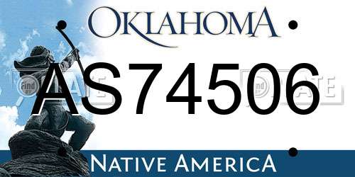 AS74506 Oklahoma License Plate