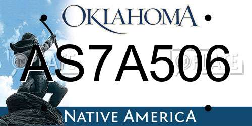 AS7A506 Oklahoma License Plate